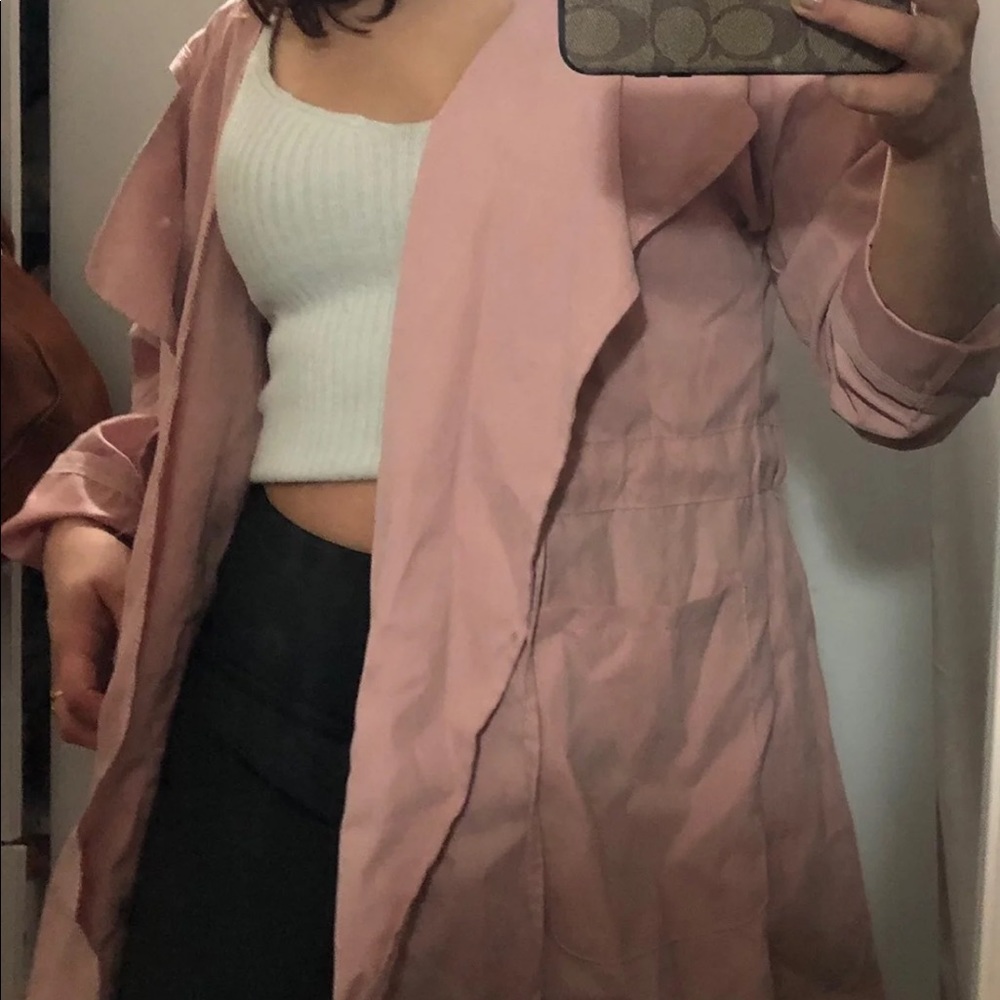 baby pink trench jacket